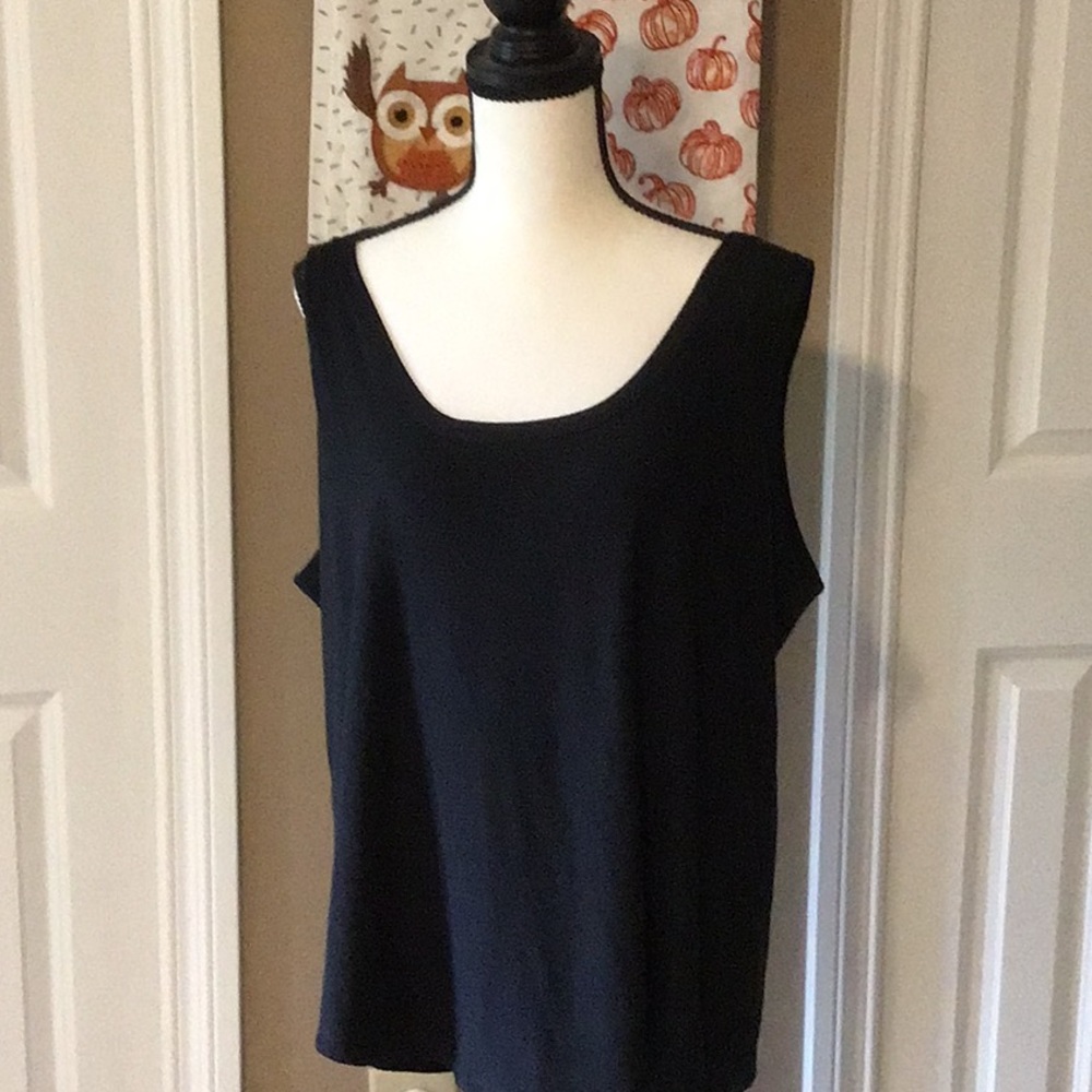 Black Tank Top reversible neck line 2X